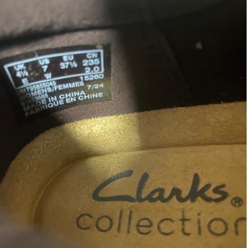 Clarks Collection Brown Leather Pleated Slip On Loafers Shoes 7W 26179585 - Picture 5 of 6